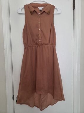 dizzy lizzy Sleeveless Chiffon Hi-Low Dress Terracotta M